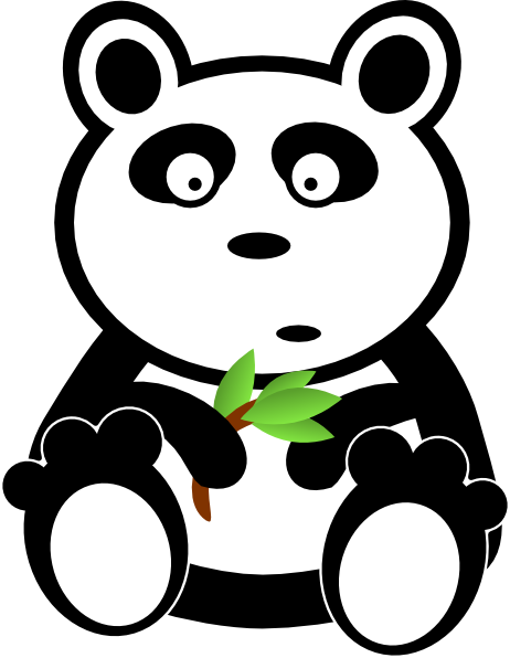 Panda With Bamboo Leaves Clip Art At Clker Com   Vector Clip Art