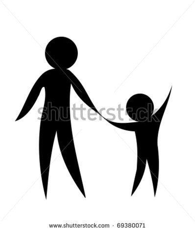 Parent And Child Holding Hands Together  Symbolic Vector Illustration