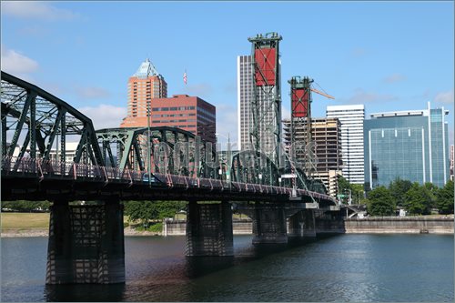 Picture Of The Hawthorne Bridge And Portland Or  Skyline   Stock    