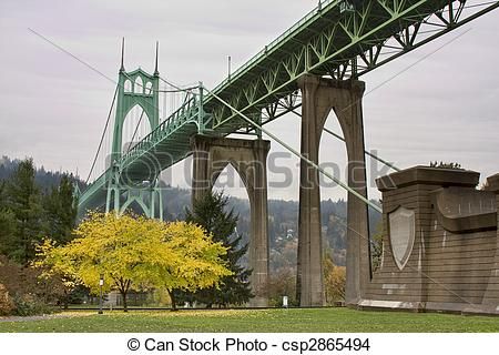 Portland Oregon Clip Art   Stock De Fotos De St Johns Bridge