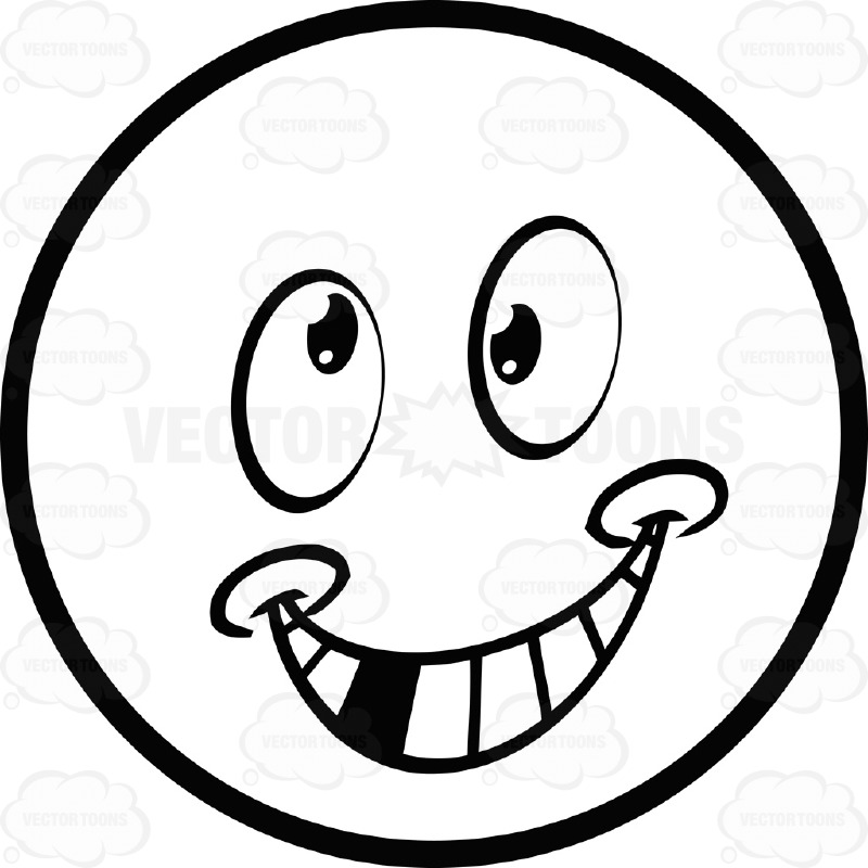 Silly Smiley Faces Black And White Crazy Smile Large Eyed Black