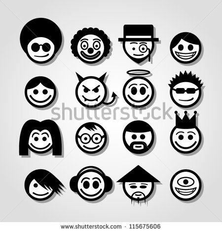 Silly Smiley Faces Black And White Vector Smiley Faces  Funny