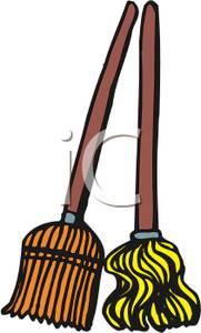 Two Brooms   Royalty Free Clipart Picture