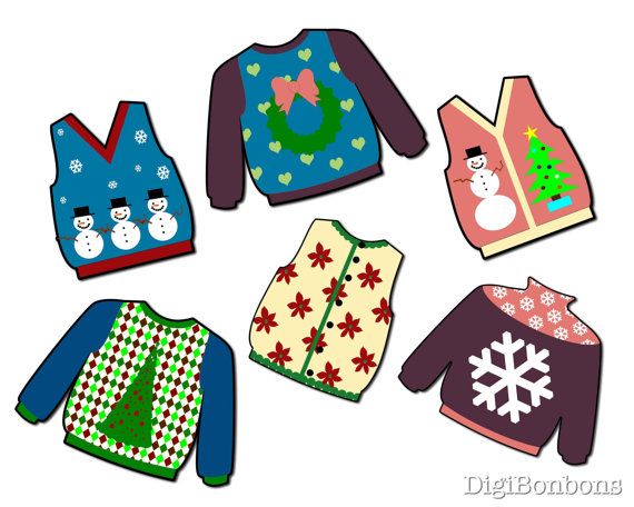 Ugly Christmas Sweater Digital Clip Art Clipart Instant Download Wi