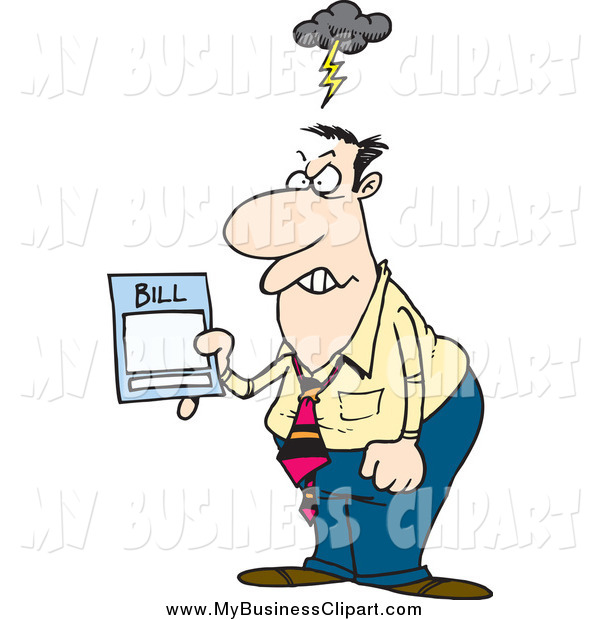Vector Clip Art Of A Mad Businessman Holding A Billing Statement By