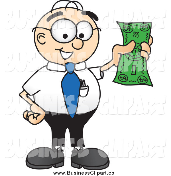 Vector Clip Art Of A White Business Man Holding A Dollar Bill By
