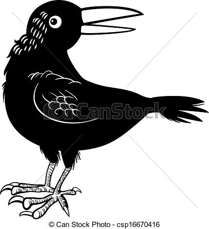 Vector Clip Art Of Crow Or Raven Bird Coloring Page   Black And White