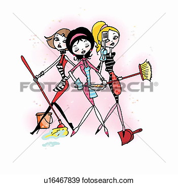 With Cleaning And Cooking Equipment U16467839   Search Vector Clipart