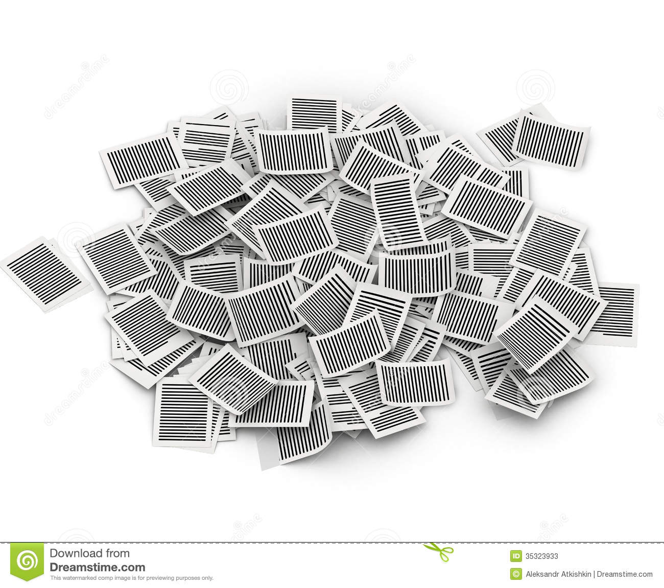 Big Pile Of Paper Pages Lay In White Background