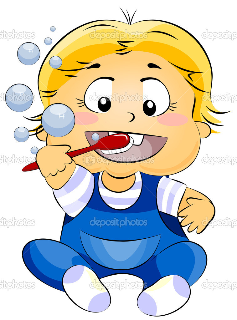 Cartoon Boy Brushing Teeth Clip Art