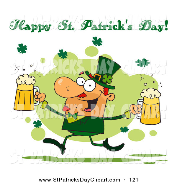 Clip Art Of A Happy Irish Saint Patrick S Day Greeting Of A Leprechaun