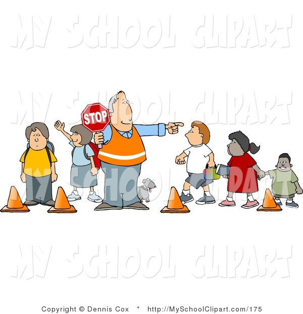 Clip Art Of A Male Crosswalk Crossing Guard With A Stop Sign    