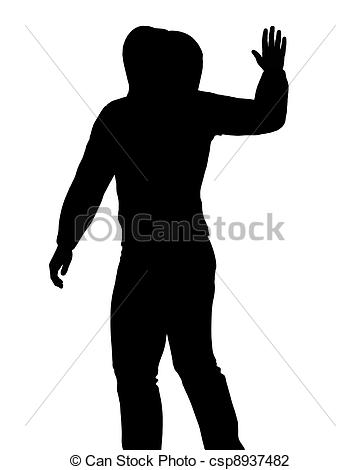 Clip Art Of Person In Hoodie Waving   Silhouette Of A Person Wearing A