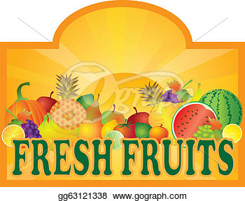 Drawing   Grocery Store Fresh Fruits Stand And Sun Rays With Room For