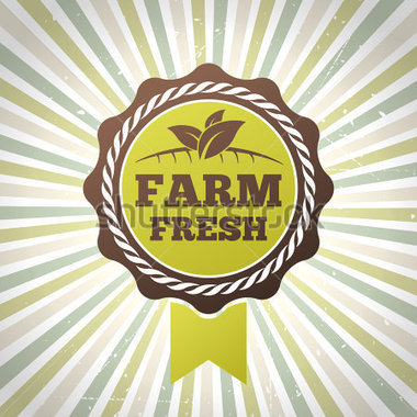Farm Fresh Organic Vector Eco Label  Isolated Form Background 