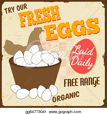 Fresh Eggs Vintage Retro Grunge Poster Vector Illustrator  Clip Art