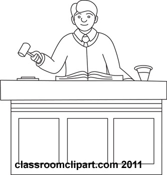 Legal   Judge In Courtroom Outline   Classroom Clipart