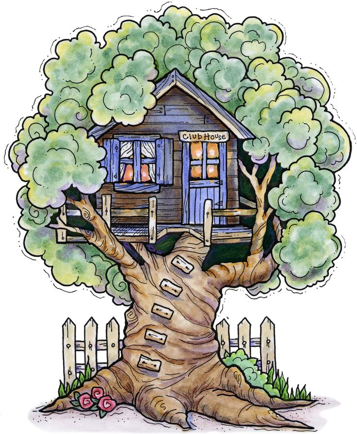 Like This Tree House Clip Art With The Flowers At The Base And The    