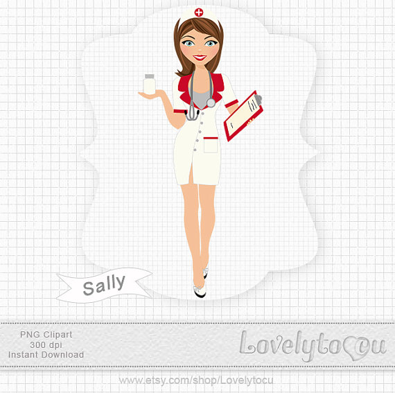 Nurse Woman In Sexy Retro Uniform Digital Clip Art Png  Sally 345b
