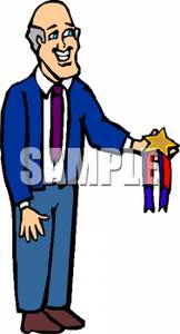 Of A Principal Presenting An Award   Royalty Free Clipart Picture