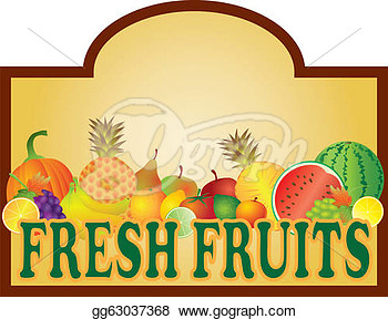 Vector Art   Grocery Store Fresh Fruits Stand Colorful With Room For    