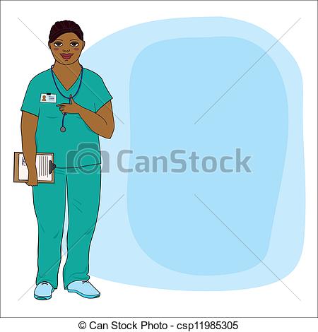 Vector Clipart Of Young Woman In Medical Uniform Doctor Or A Nurse    