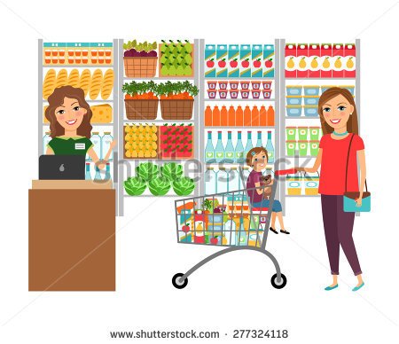 Woman Shopping In Grocery Store  Customer Market Sale Supermarket    