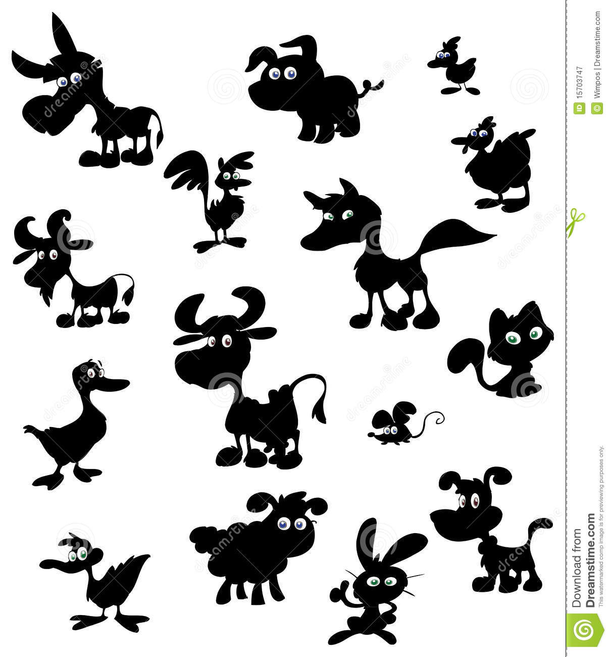 Collection Of Cartoon Farm Animal Silhouettes