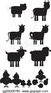 Eps Illustration   Farm Animal Silhouette  Vector Clipart Gg59206780
