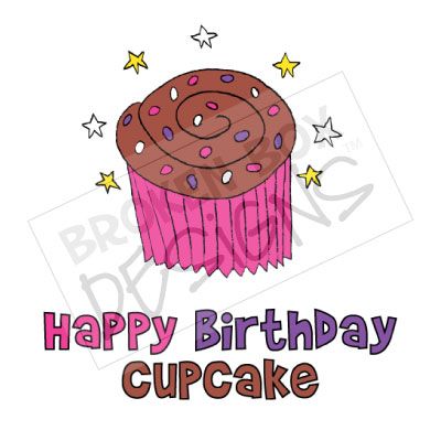 Happy Birthday Cupcake   Pink Hand Drawn Clipart