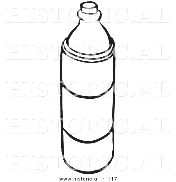 Illustration Of A Water Bottle   Black And White Outlined Version