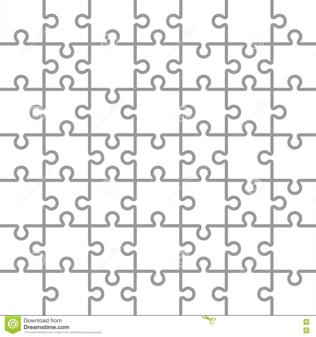 Jigsaw Puzzle White Blank Parts Template  7x7 Pieces 