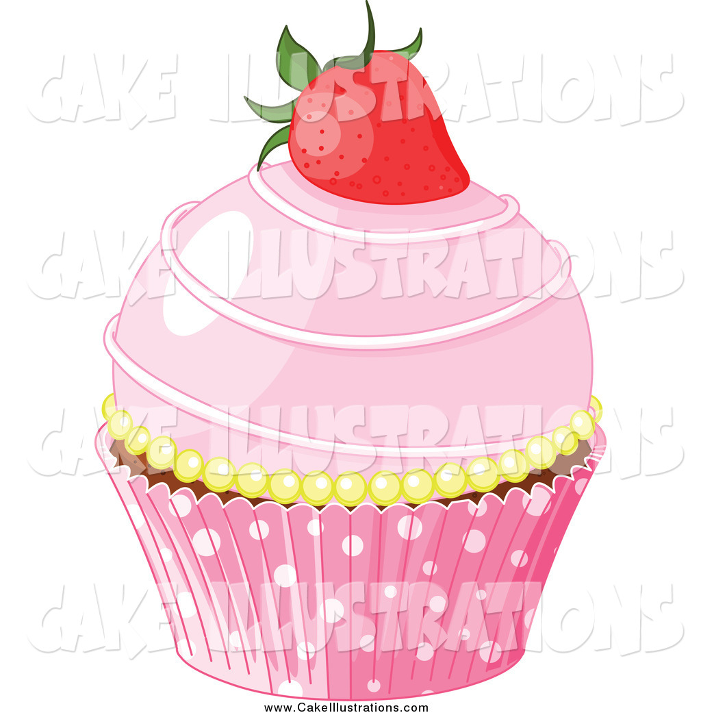Larger Preview  Illustration Vector Of A Pink Cupcake Topped With A