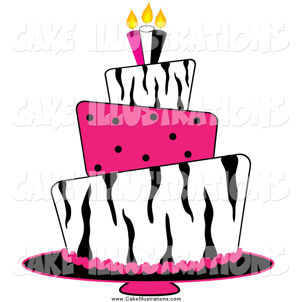 Of A Funky Zebra Print Pink Polka Dot Birthday Cake By Pams Clipart