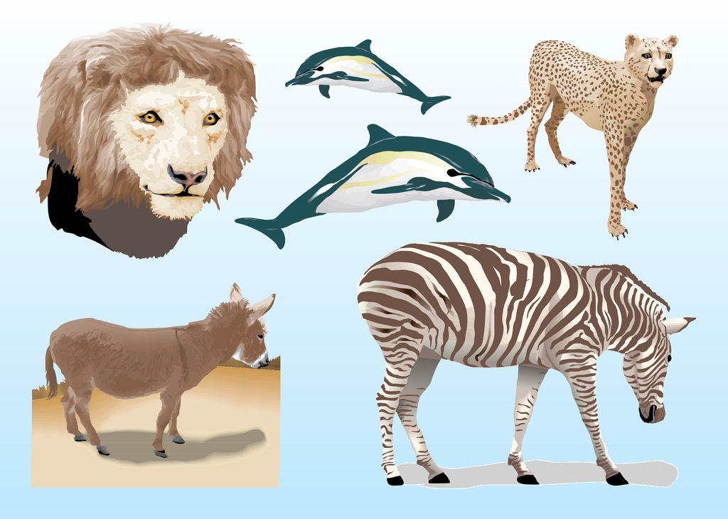 Realistic Jungle Animal Clip Art Realistic Animals Vectors