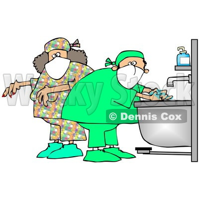 Royalty Free  Rf  Clipart Illustration Of Male And Female Surgeons