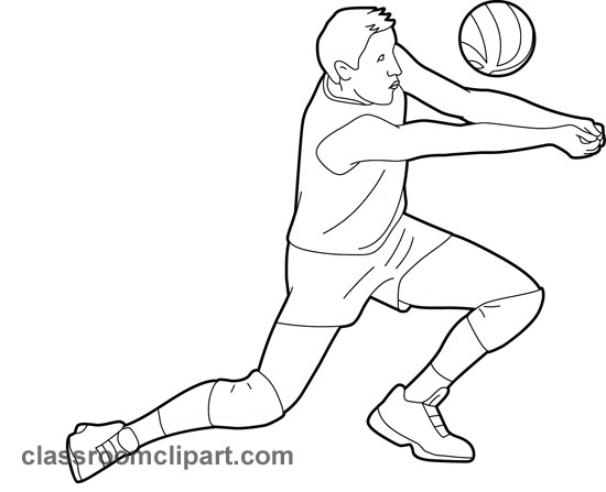 Sports   Volleyball Player 05 Outline   Classroom Clipart