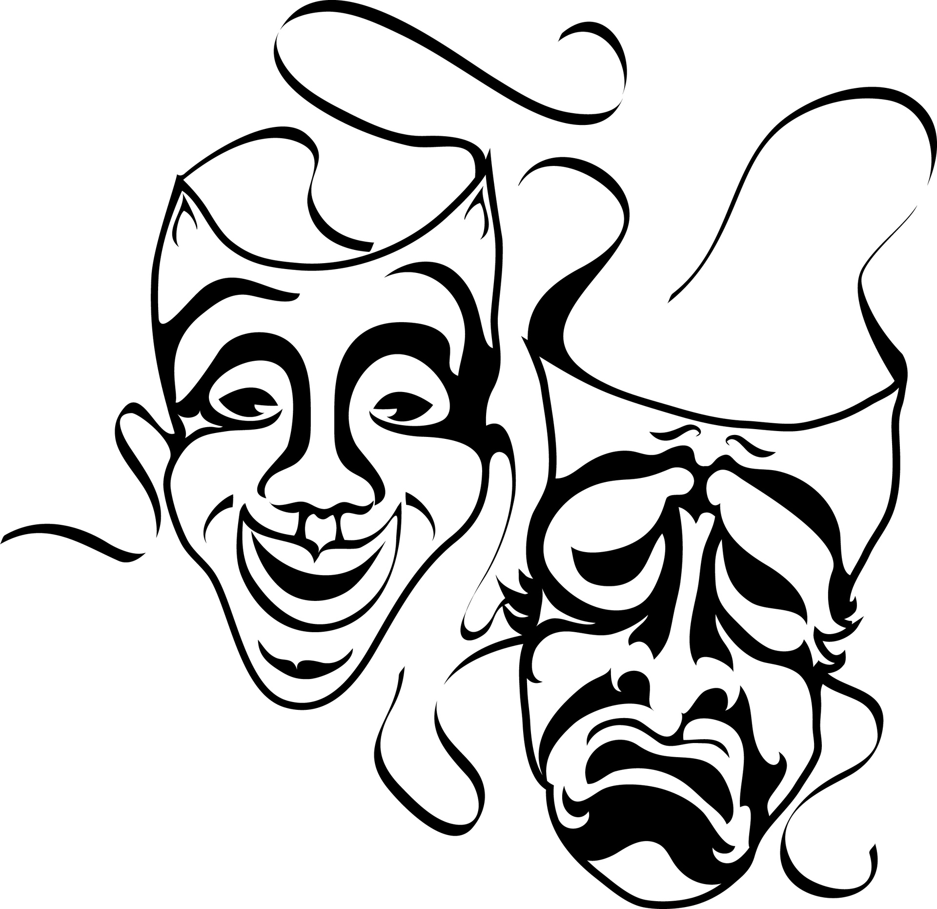 11 Black And White Drama Masks Free Cliparts That You Can Download To