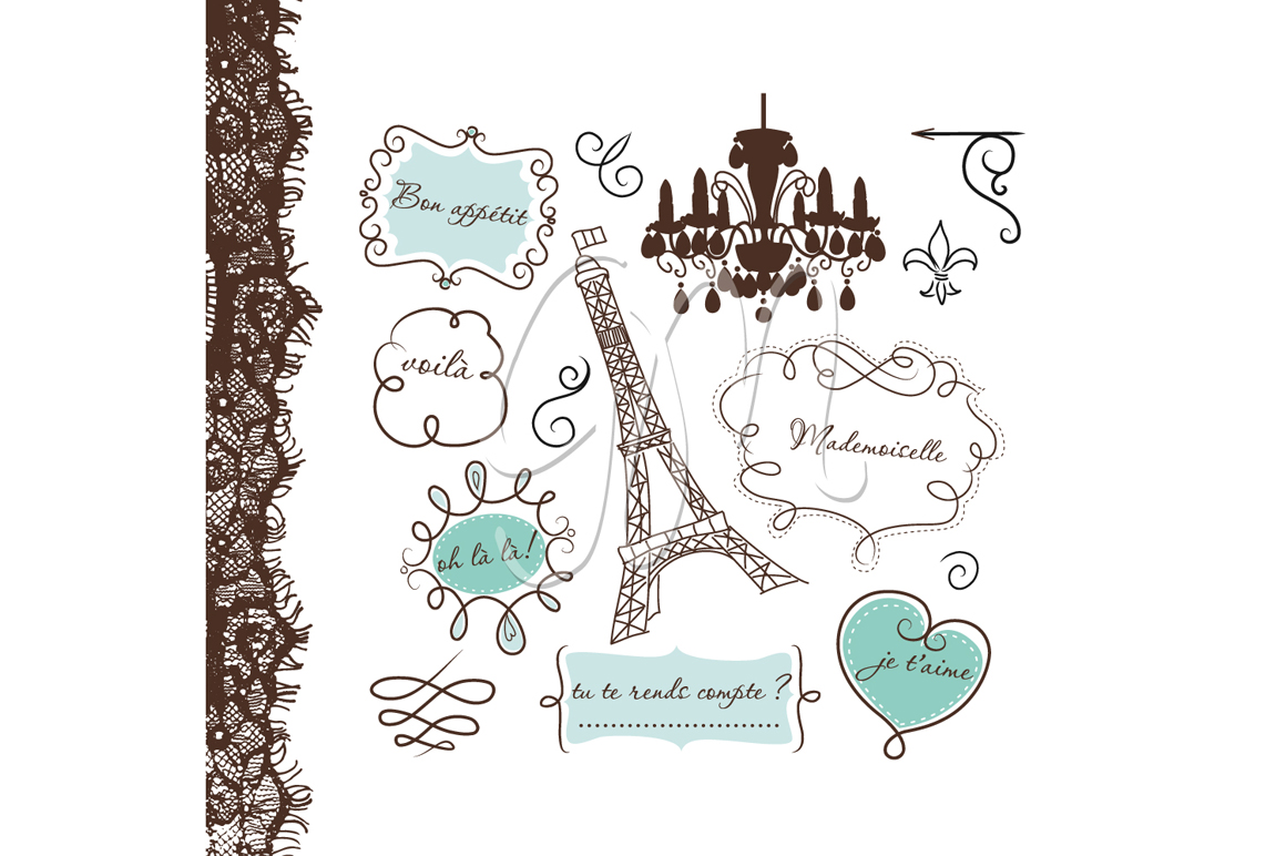 12 Paris Frames Clip Art Background   Illustrations On Creative