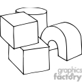 Black And White Outline Of Simple Building Blocks