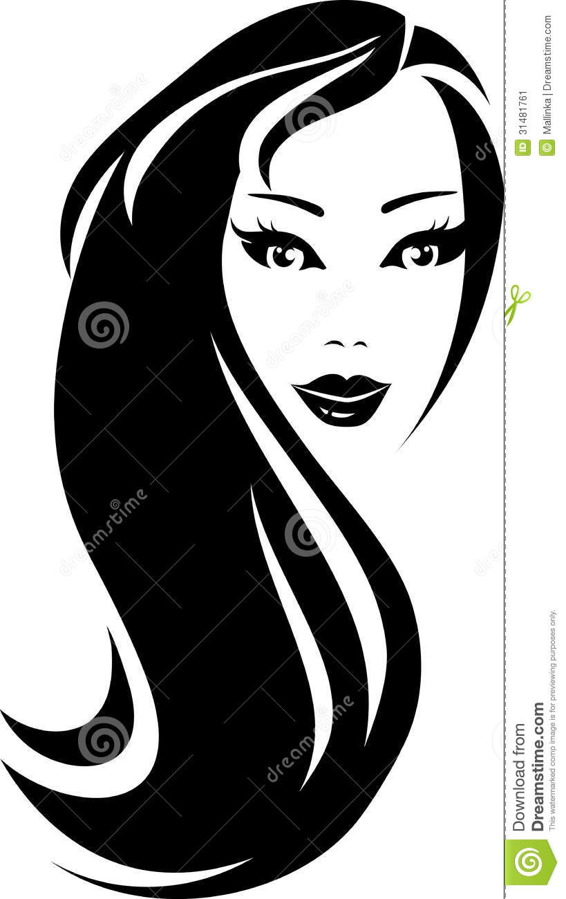 Black Silhouette Woman With Hair Stock Image   Image  31481761