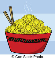 Bowl Of Noodles   Cartoon Illustration Of A Bowl Of Noodles