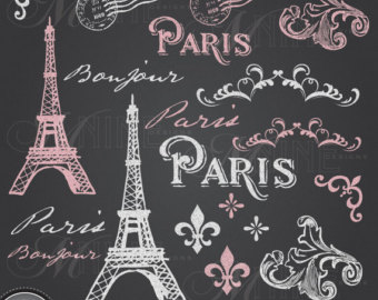 Chalkboard Paris Theme Clipart Chal K Digital Clip Art Vintage Paris    