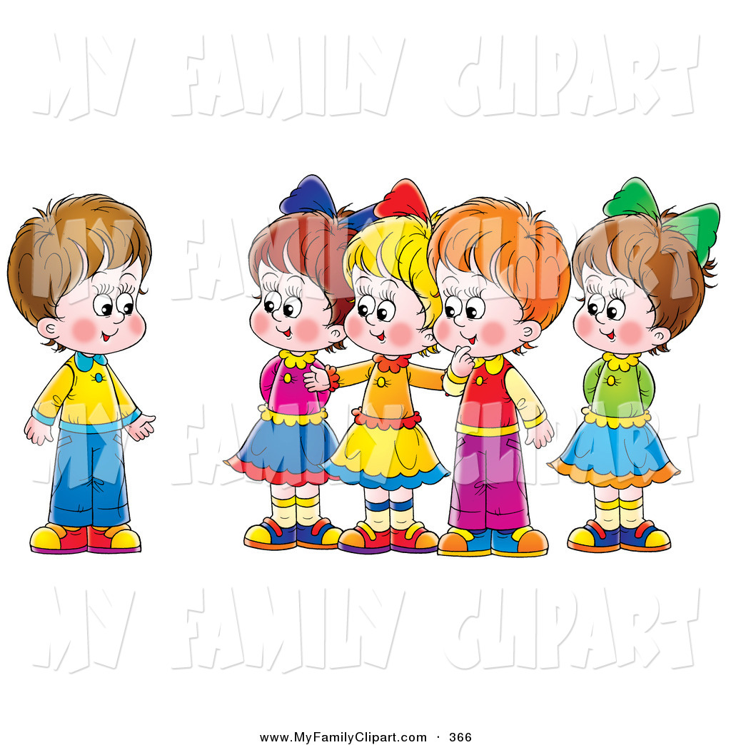 Clip Art Of A Group Of Colorful Children Welcoming A New Friend By
