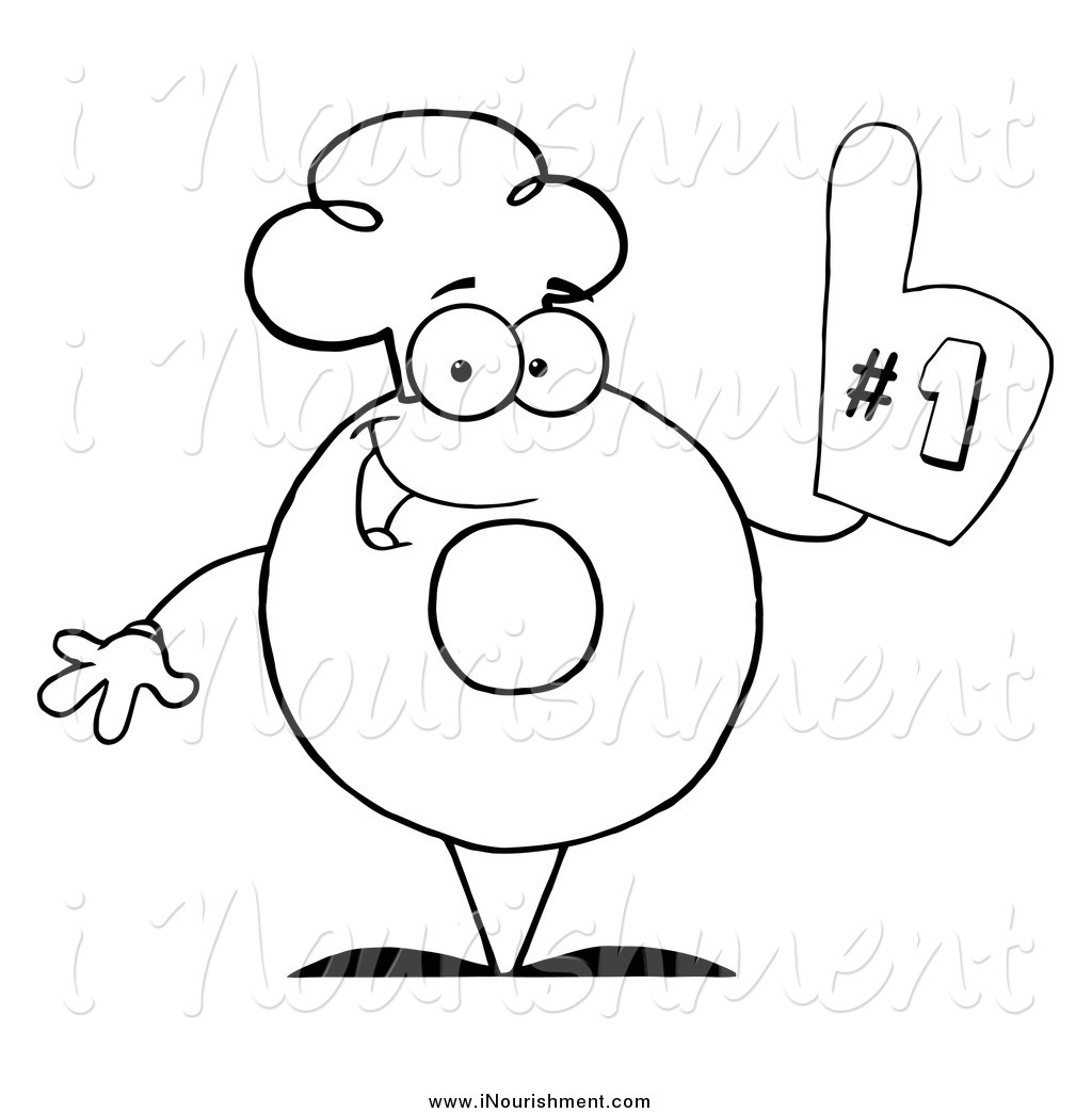 Clipart Of A Black And White Chef Donut Wearing A Number One Glove By