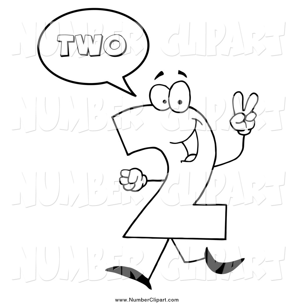 Larger Preview  Clip Art Of A Black And White Number 2 Character