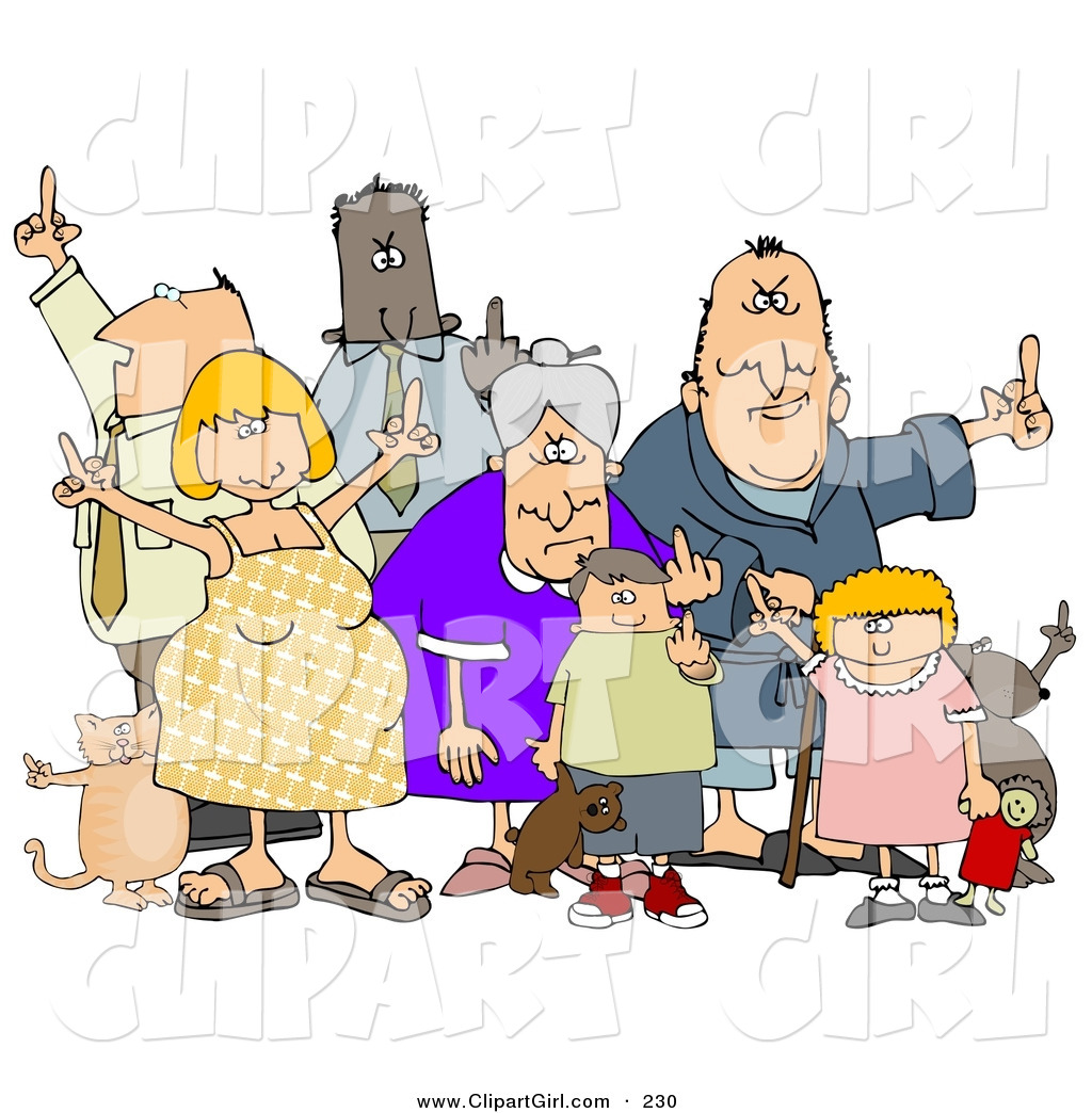 Larger Preview  Clip Art Of A Group Of Mad People Of All Ages And    