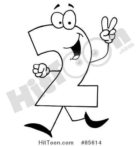 Number 2 Clipart Black And White       Clipart Illustration Of