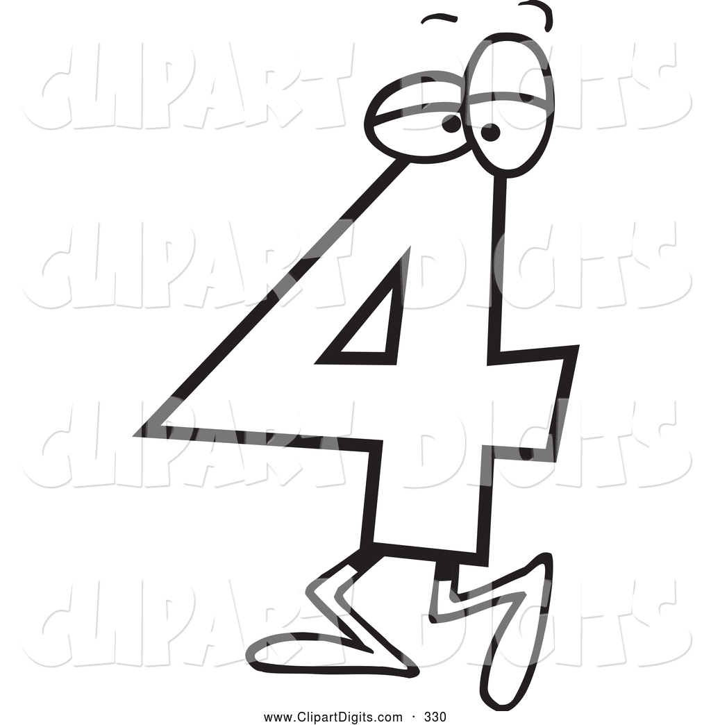 Number 4 Clipart Black And White This Four Stock Number Image