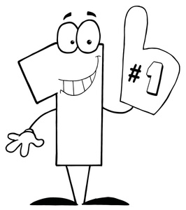 Number Clip Art Black And White Smiling Number 1 With A Large Foam